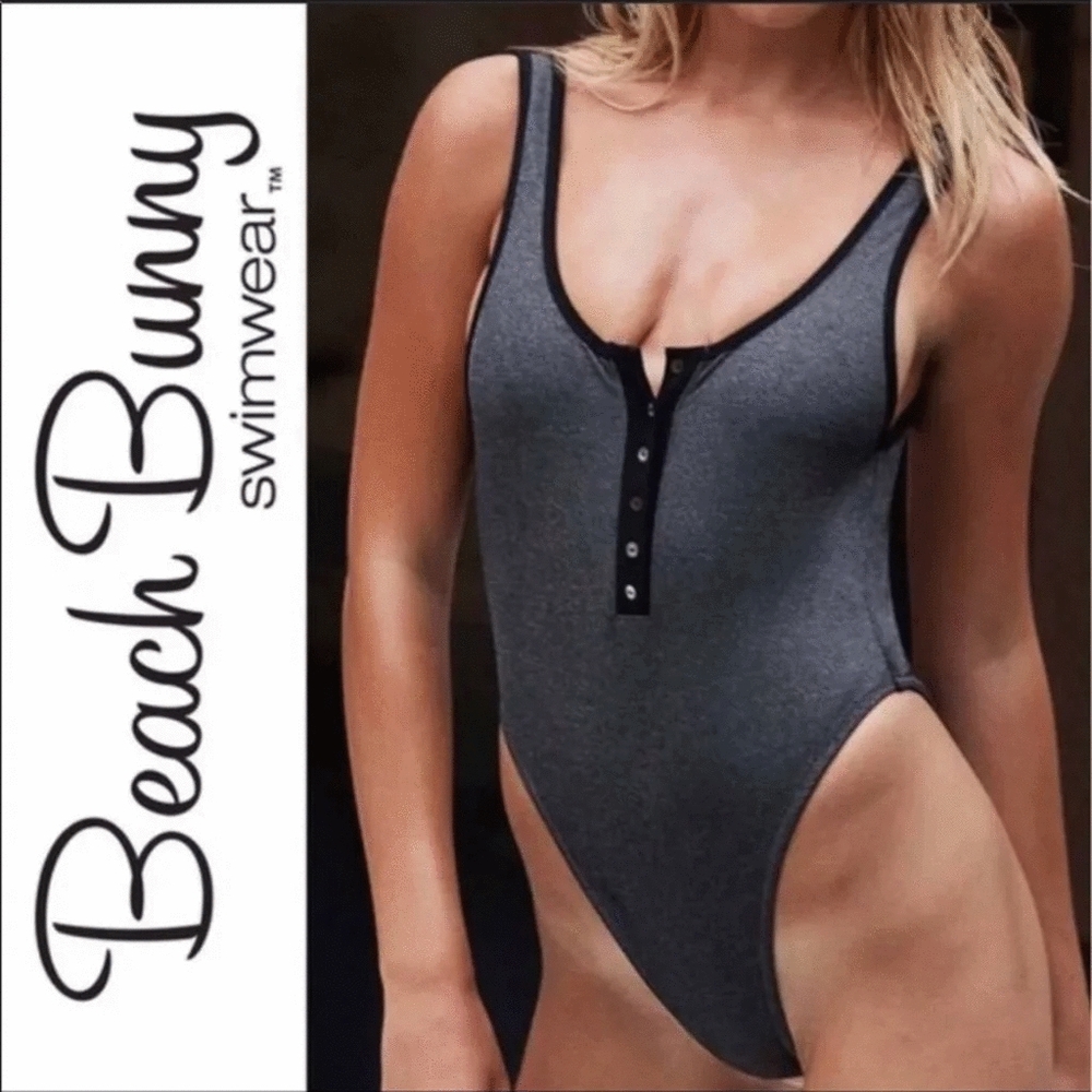 Beach Bunny One Piece Swimsuit, Grey
